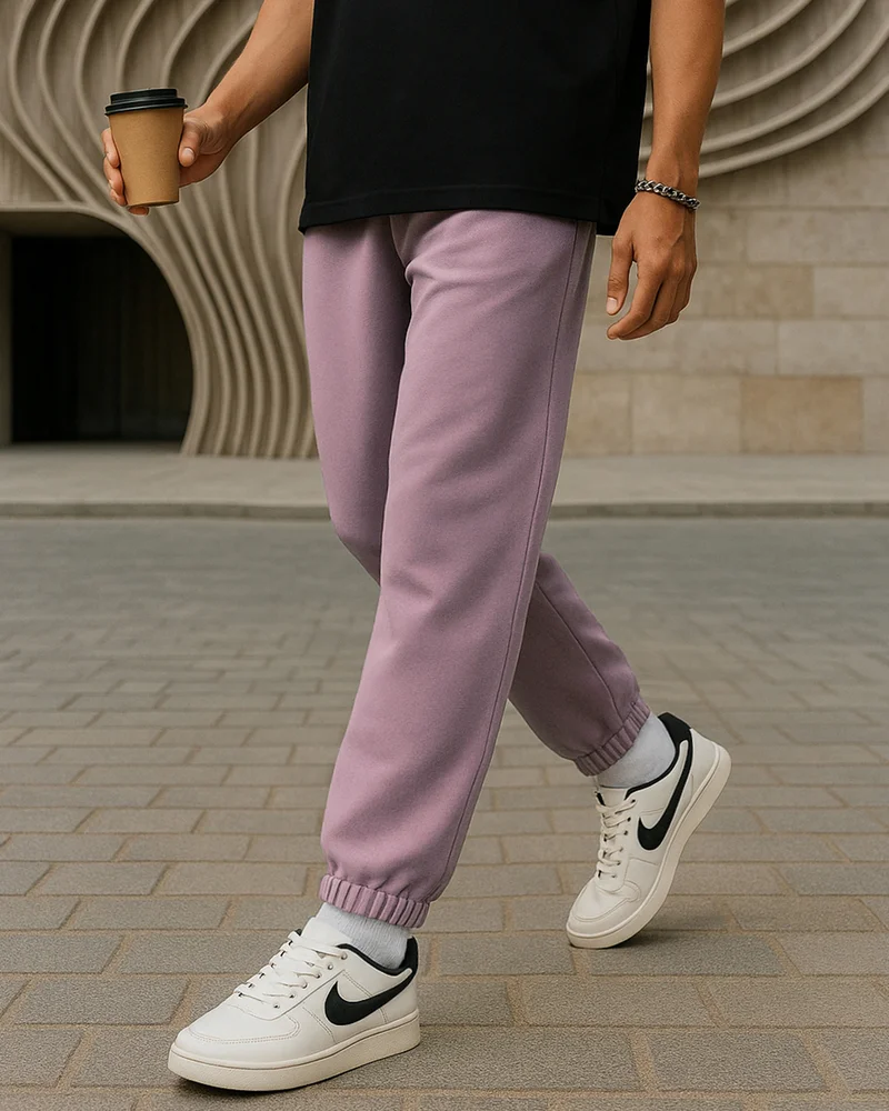 بيواكوف Men's Purple Oversized Brushed Joggers